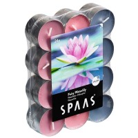 Spaas 24 Scented Tealights Assorted Colours, 4.5 Hours, Fairy Waterlily, Grey Blue