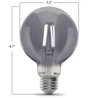 Feit Electric Vintage Exposed Filament Smoke Glass Led G25 With A Medium E26 Base Light Bulb - 60W Equivalent - 10 Year Life - 150 Lumen - 5000K Daylight - Dimmable | Original Vintage