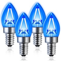 Doresshop C7 Led Bulb, C7 Blue Mini Candelabra Led Bulb,Clear Glass Cover, No Dimmable 2W (20W Equivalent), E12 Candle Base, 200Lumens, Suitable Forfront Porch, Christmas, Home Decorative, 4Pack