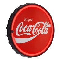 Enjoy Coca-Cola Bottlecap Shaped Sign Led Light Rope That Simulates Neon - Reproduction Vintage Advertising Sign - 12 Inch Diameter