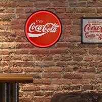 Enjoy Coca-Cola Bottlecap Shaped Sign Led Light Rope That Simulates Neon - Reproduction Vintage Advertising Sign - 12 Inch Diameter