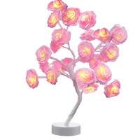 Colorlife Gifts For Her Pink Room Decor Night Light 24Pcs Flower Rose Tree Lamp Home D Cor Living Room Bedroom Party Wedding