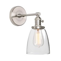 Phansthy Industrial Single Sconce Brushed Nickel Bathroom Vanity Light Fixture With 5.5 Inches Dome Clear Glass Lamp Shade(Brushed)