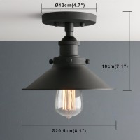 Phansthy Industrial Semi Flush Mount Ceiling Light, 1-Light Pendant Light With 8.1