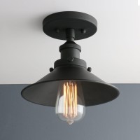 Phansthy Industrial Semi Flush Mount Ceiling Light, 1-Light Pendant Light With 8.1