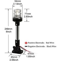 Young Marine 9 Inch 3 Nautical Mile White Led Fold Down Boat Stern Light Boat Anchor Light For Pontoon And Fishing Boat Navigation Anchor Lights All Round 360