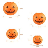 Kesoto Halloween Jack-O-Lantern Paper Lanterns Halloween Pumpkin Hanging Paper Lantern For Home Outdoor Decoration, Multi-Sized, Pack Of 10