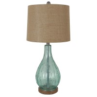 Decor Therapy Emma Embossed Glass Table Lamp, Blue