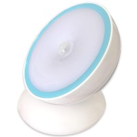 Night Light Motion Sensor [Battery Powered] With Rotating Base For Indoor Use In Bathroom, Hallway, Cruise Cabin & More White