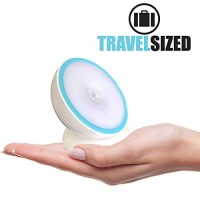 Night Light Motion Sensor [Battery Powered] With Rotating Base For Indoor Use In Bathroom, Hallway, Cruise Cabin & More White