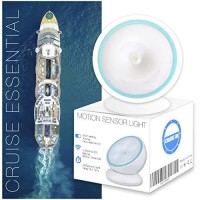 Night Light Motion Sensor [Battery Powered] With Rotating Base For Indoor Use In Bathroom, Hallway, Cruise Cabin & More White