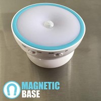 Night Light Motion Sensor [Battery Powered] With Rotating Base For Indoor Use In Bathroom, Hallway, Cruise Cabin & More White