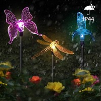 Blumoo Solar Stake Lights Outdoor,Solar Garden Lights Color Changing,Hummingbird, Butterfly, Dragonfly,Led Solar Decor Lights Pathway Lights For Christmas,Garden, Patio, Backyard,3Pcs