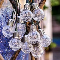 Sunwind Solar Globe String Lights Outdoor 19Ft 10Led Solar Cracked Glass Ball Color Changing Waterproof For Fairy Garden, Patio, Wedding, Party, Christmas And Holiday Decorations