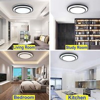 Dllt 48W Dimmable Led Ceiling Light Fixture Flush Surface Mount, 20 Inch Round Remote Control Lighting, 3 Light Color Changeable For Dining Room, Living Room, Bedroom, Office, Hotel