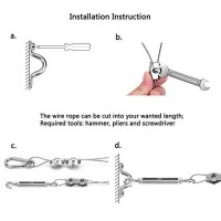 Litcher Globe String Light Suspension Kit, Outdoor Light Guide Wire, Vinyl Coated Stainless Steel Steel Cable?Include 150Fts Transparent Pvc And 304 Stainless Steel Wire Cable, Turnbuckle And Hooks