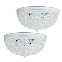 Bejewel your home with this gorgeous two 2 light elipse crystal ceiling flush mount It features a beautiful White and crystal tiled shade This fabulously chic design will be the envy of all your friends We believe that lighting is like jewelry for your ho