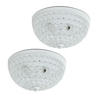 Bejewel your home with this gorgeous two 2 light elipse crystal ceiling flush mount It features a beautiful White and crystal tiled shade This fabulously chic design will be the envy of all your friends We believe that lighting is like jewelry for your ho