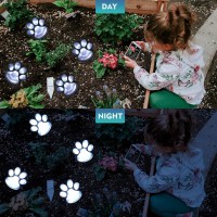 Obrecis Paw Print Lights For Christmas,Set Of 4 Led Pet Memorial Kit, Waterproof Dog Cat Paw Print Keepsake For Outdoor Garden Backyard Patio Decor - Gift For Pets Lovers - White Lights