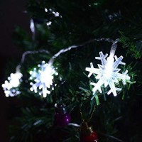 Chasgo Led Snowflake Light Battery Operated, 50 Led Christmas Light Cool White Snowflake Light For Christmas Party, Christmas Tree, Bedroom, Patio Decor