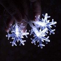 Chasgo Led Snowflake Light Battery Operated, 50 Led Christmas Light Cool White Snowflake Light For Christmas Party, Christmas Tree, Bedroom, Patio Decor