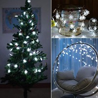 Chasgo Led Snowflake Light Battery Operated, 50 Led Christmas Light Cool White Snowflake Light For Christmas Party, Christmas Tree, Bedroom, Patio Decor