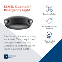 Lithonia Lighting Elm2L B M12 Quantum Led Emergency Light, Manual Testing, 220 Lumens, Black