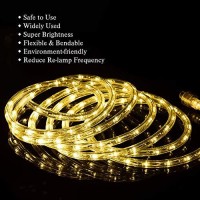 Junwen Rope Lights Outdoor Warm White Led Lights Rope 432Leds 40Ft12M 110V Waterproof Indoor Cuttable Plugin Flexible Connectable Ul Listed Power Plug For Walkways Patios Gardens Fences Porches