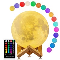 Logrotate Moon Lamp, 16 Colors Led Night Light With Stand/Timing Setting, Kids Moon Light With Remote/Touch Control/Dimmable/Usb Recharge For Kids Lover Birthday Christmas Gifts (5.98 Inch)