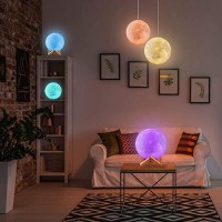 Logrotate Moon Lamp, 16 Colors Led Night Light With Stand/Timing Setting, Kids Moon Light With Remote/Touch Control/Dimmable/Usb Recharge For Kids Lover Birthday Christmas Gifts (5.98 Inch)