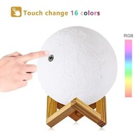 Logrotate Moon Lamp, 16 Colors Led Night Light With Stand/Timing Setting, Kids Moon Light With Remote/Touch Control/Dimmable/Usb Recharge For Kids Lover Birthday Christmas Gifts (5.98 Inch)