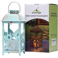 Solar Lantern Outdoor Hummingbird Blue Decor Antique Metal And Glass Construction Mission Solar Garden Lantern Indoor And Outdoor Solar Hanging Lantern Entirely Solar Powered Lantern Low Maintenance