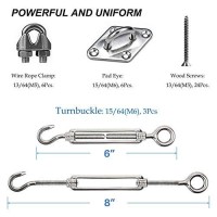 String Lights Hanging Kit For Outdoor, Heavy-Duty Turnbuckle Pad Eye Wire Rope Clamp. Newpow Well-Made 304 Stainless Steel Suspension Kit With Great Durability And Rust Resistance - Easy To Install