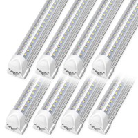 Kihung 8 Pack Led Shop Light 4Ft 40W 5200Lm 6000K Super Bright White V Shape T8 Led Tube Light Clear Cover 4 Foot Strip