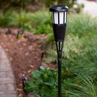 Newhouse Lighting Fltorch4-B Solar-Powered Flickering Flame Outdoor Island Torches, 4-Pack, Dark Chocolate,Black