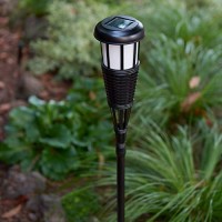 Newhouse Lighting Fltorch4-B Solar-Powered Flickering Flame Outdoor Island Torches, 4-Pack, Dark Chocolate,Black