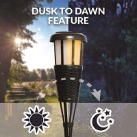 Newhouse Lighting Fltorch4-B Solar-Powered Flickering Flame Outdoor Island Torches, 4-Pack, Dark Chocolate,Black