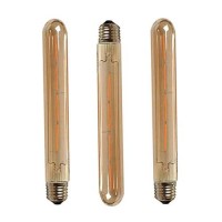 T30 Edison Led Long Bulb T30-225 4W Dimmable Vintage Light Bulb Long Tubular Vintage Led Light,E26/E27 Medium Base,Amber Glass,Warm White 2300K,4W(40W Equivalent),Dimmable,Pack Of 4