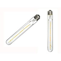 T30 Edison Led Long Bulb T30-225 4W Dimmable Vintage Light Bulb Long Tubular Vintage Led Light,E26/E27 Medium Base,Amber Glass,Warm White 2300K,4W(40W Equivalent),Dimmable,Pack Of 4