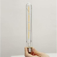 T30 Edison Led Long Bulb T30-225 4W Dimmable Vintage Light Bulb Long Tubular Vintage Led Light,E26/E27 Medium Base,Amber Glass,Warm White 2300K,4W(40W Equivalent),Dimmable,Pack Of 4