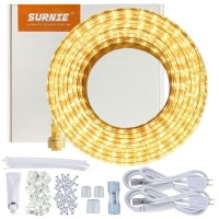 Surnie Led Rope Lights Outdoor Waterproof Warm White 50Ft Outside Bright Lighting Cuttable Connectable Flexible 110V Plug Thick Cool Clear Flat 3000K - Indoor Deck Patio Christmas Camping Decor