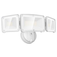 Lepower 3500Lm Dusk To Dawn Flood Light Outdoor,35W Led Flood Light, Outdoor Security Lights With Photocell, 3200K, Ip65 Waterproof, 3 Head, Exterior Flood Lights For Garden, Garage, House, Backyard