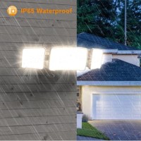 Lepower 3500Lm Dusk To Dawn Flood Light Outdoor,35W Led Flood Light, Outdoor Security Lights With Photocell, 3200K, Ip65 Waterproof, 3 Head, Exterior Flood Lights For Garden, Garage, House, Backyard