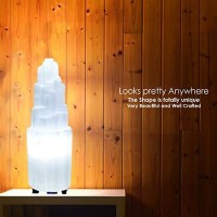 Himalayan Glow 1050 Natural Selenite Hand Curved Crystal Lamp With (Etl Certified) Dimmer Switch, 7-9 Inch, White