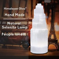 Himalayan Glow 1050 Natural Selenite Hand Curved Crystal Lamp With (Etl Certified) Dimmer Switch, 7-9 Inch, White