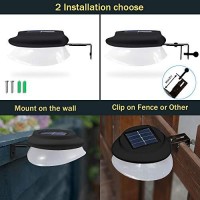 Dbf Solar Gutter Lights Upgraded 9 Led Outdoor Waterproof Fence Post Lights Dark Sensing Auto On/Off Solar Deck Lights For Eaves Garden Backyard Patio, ( 6 Pack -Cool White)