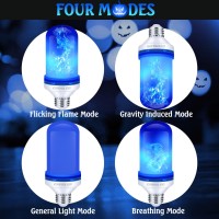 Cppslee Led Flame Light Bulbs 4 Modes Flickering Light Bulbs E26 Base Fire Flame Bulb Halloween Decorations Outdoor Indoor Ho