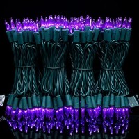 Yuletime Purple Led Christmas Lights With Green Wire, 66 Feet 200 Count Ul Certified Commercial Grade Led Halloween String Light Set (Purple - Green Wire)