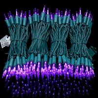 Yuletime Purple Led Christmas Lights With Green Wire, 66 Feet 200 Count Ul Certified Commercial Grade Led Halloween String Light Set (Purple - Green Wire)