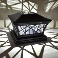 Iglow 8 Pack Black 6 X 6 Solar Post Light Smd Led Deck Cap Square Fence Outdoor Garden Landscape Pvc Vinyl Wood